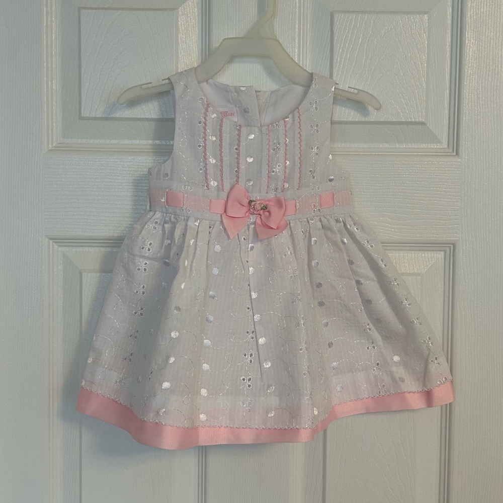 BNWT Bonnie Baby White and Pink Dress
